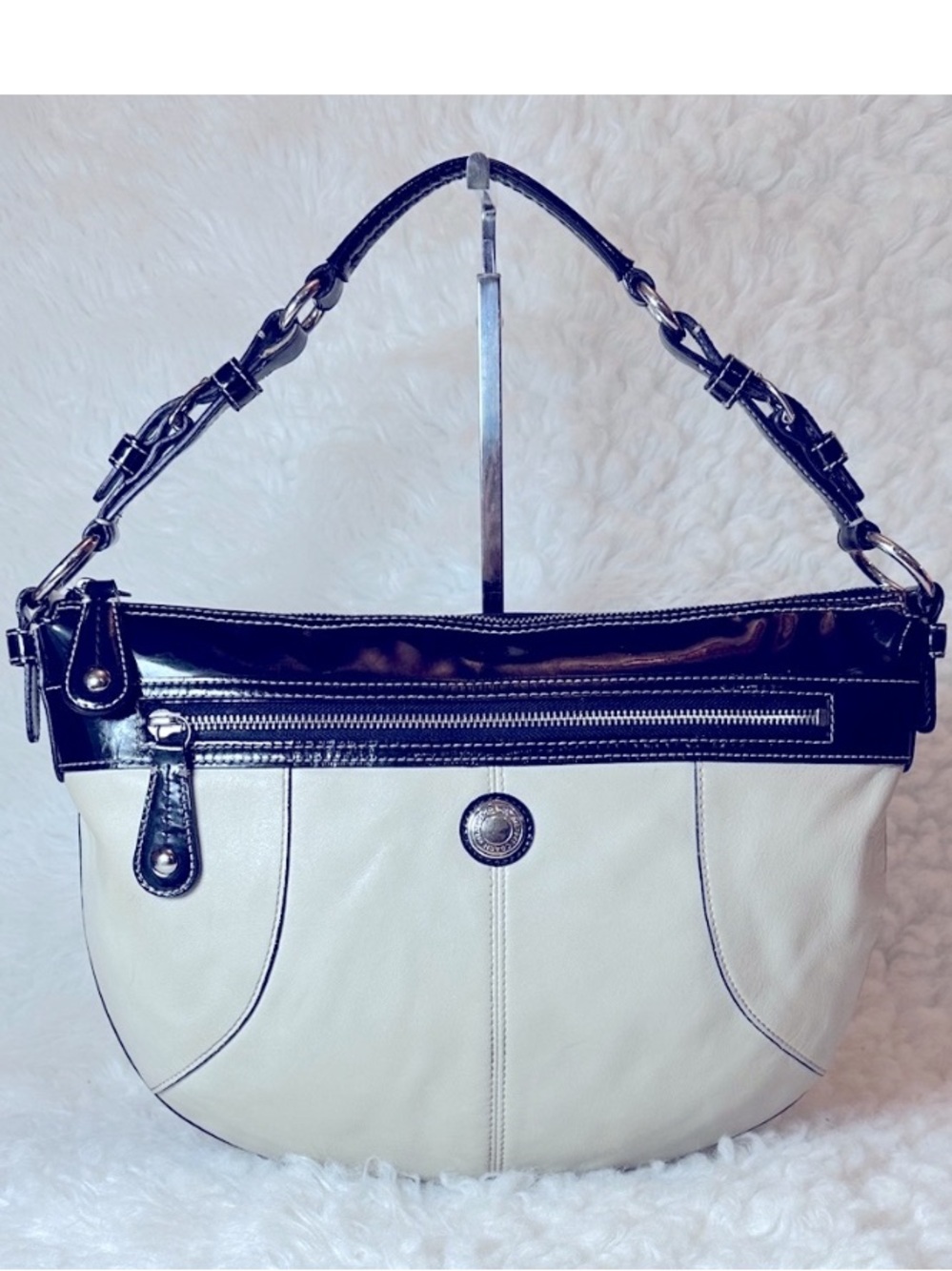 Coach Vintage Laura Two-Tone Leather Hobo Shoulder Bag